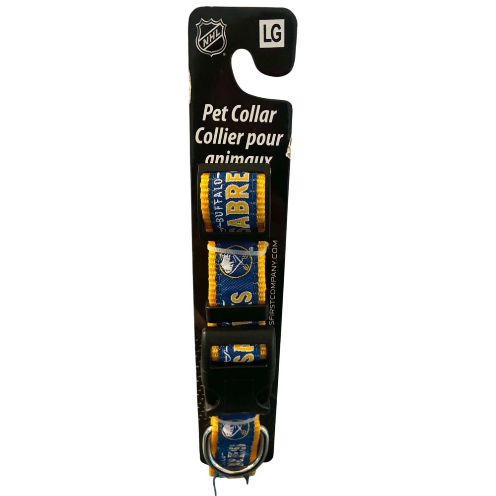 Pets First Buffalo Sabres Pet Collar Large Blue Gold NEW NHL Hockey Adjustable